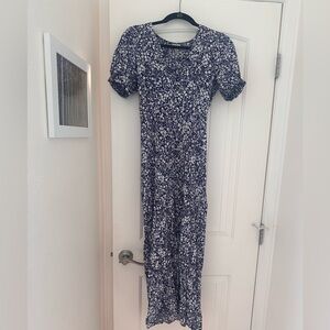 COPY - A New Day midi dress with zip side,bluish purple & flower detail ruffle …